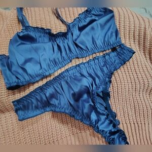Royal Blue Bra And Thong Set Size L